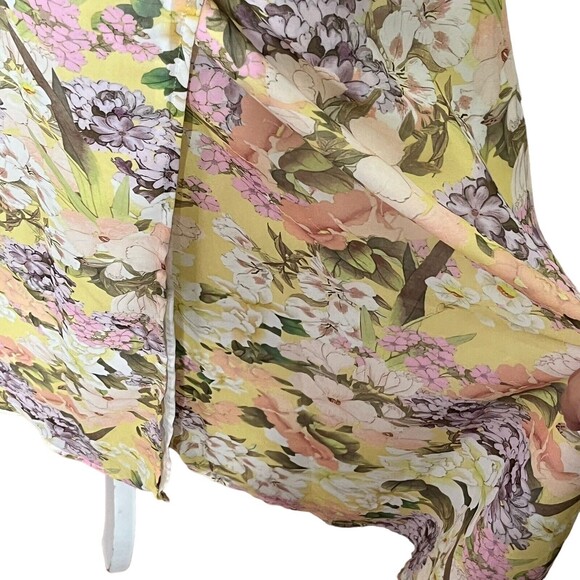 Yumi Kim Ariana Floral Dress Women’s Size Small Yellow Midi Ruched Lined - Picture 8 of 13
